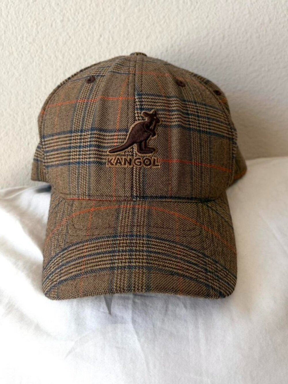 Kangol Flex Fit Fitted Hat Cap Brown Plaid y2k 2000s